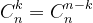 \dpi{120} C_{n}^{k}=C_{n}^{n-k}